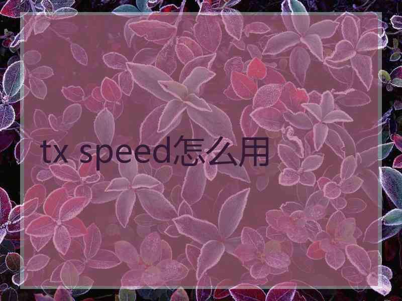 tx speed怎么用